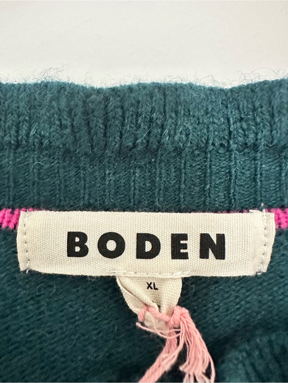 Boden New With Tags Fae Embroidered Fair Isle Cardigan Womens XL Green Pink - Picture 11 of 14